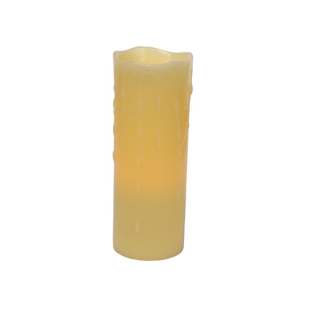 LED Wax Dripping Pillar Candle (Set of 3) 3"Dx8"H Wax/Plastic. Picture 1