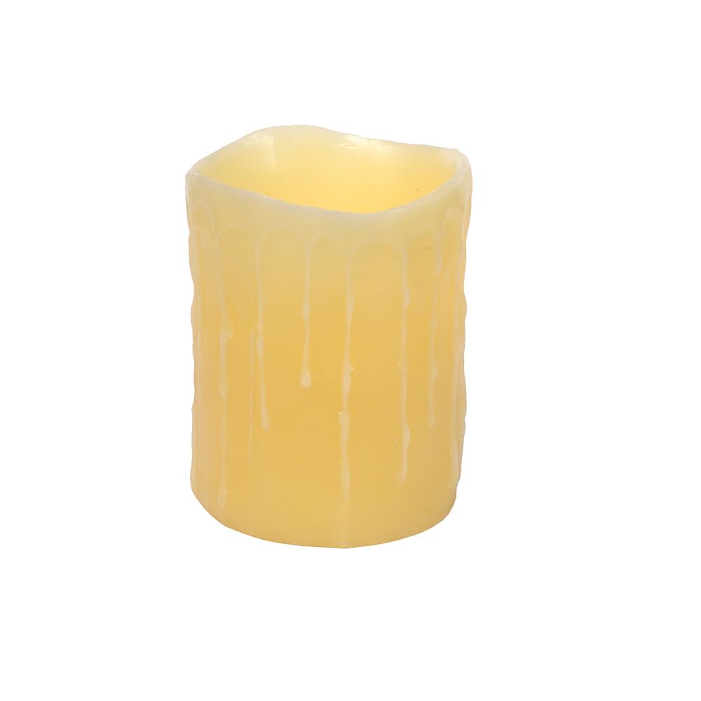 LED Dripping Wax Pillar Candles (Set of 3). Picture 1