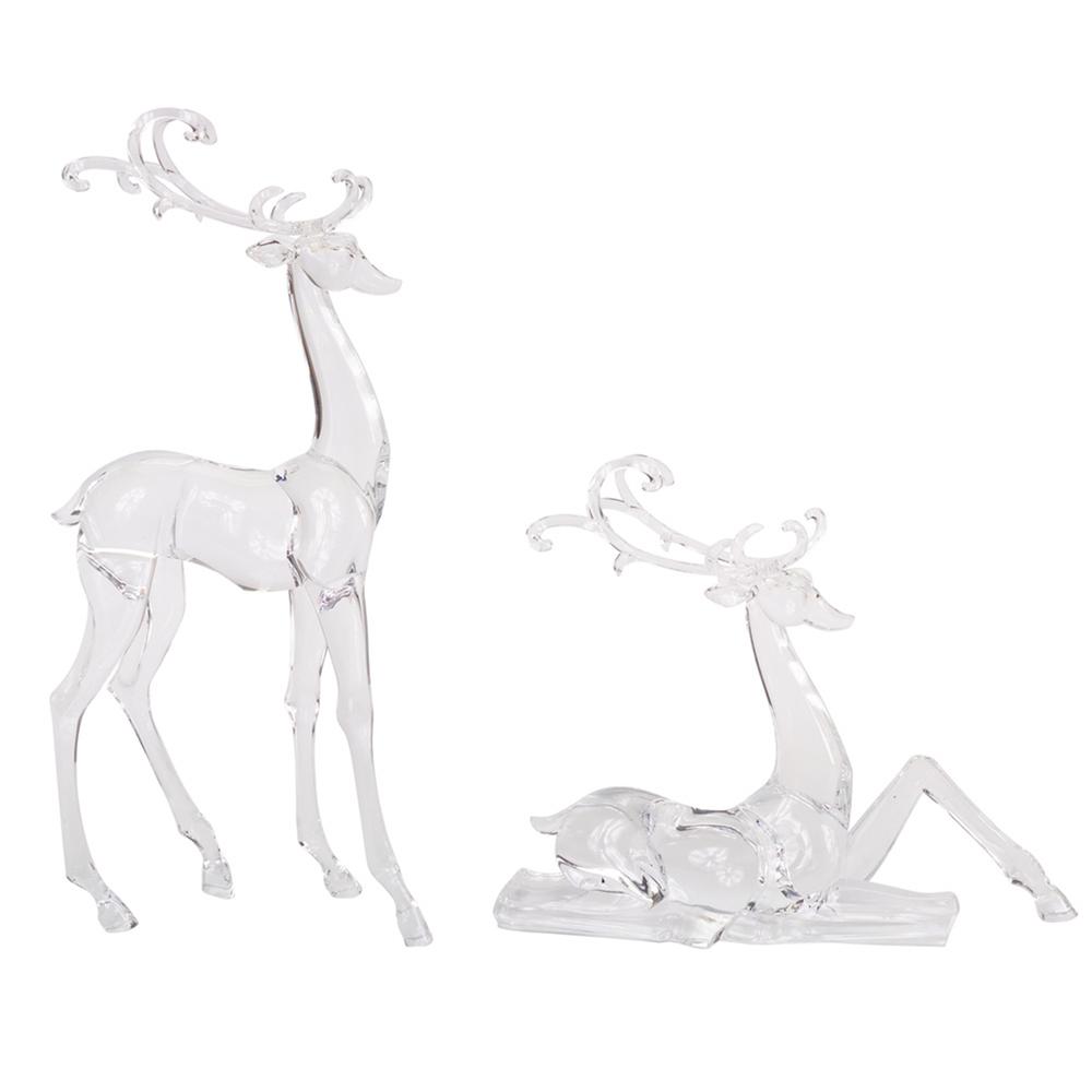 Deer Figurines (Set of 2) 10.75"H,17.75"H Acrylic. Picture 1