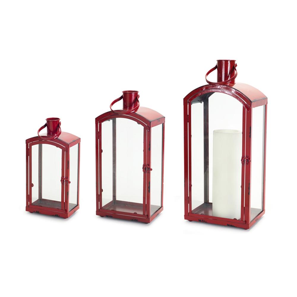 Lanterns (Set of 3) 15"-25"H Metal/Glass. Picture 1