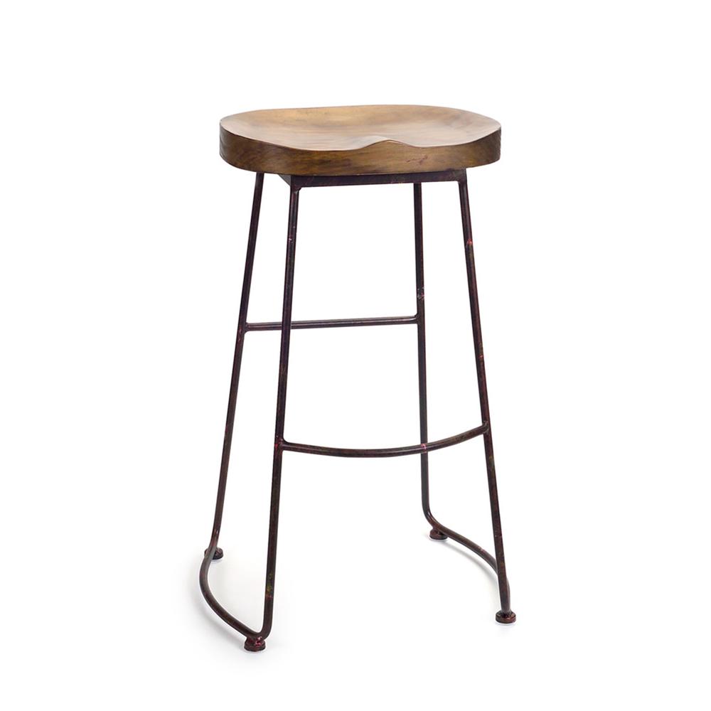 Wood Stool 30.5"H Wood/Metal. Picture 1