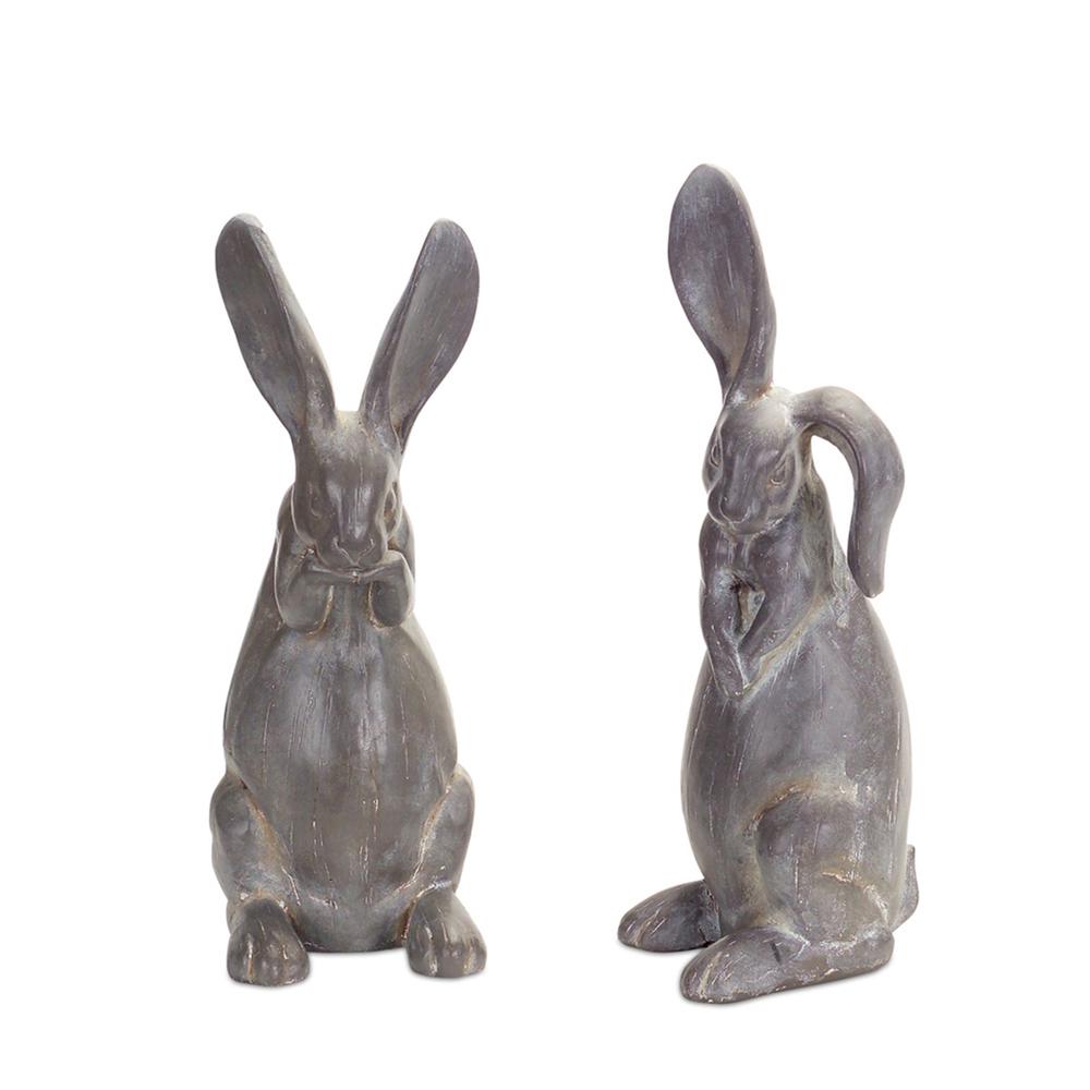 Rabbit Figurine (Set of 2) 15.25"H, 16.25"H Cement. Picture 1