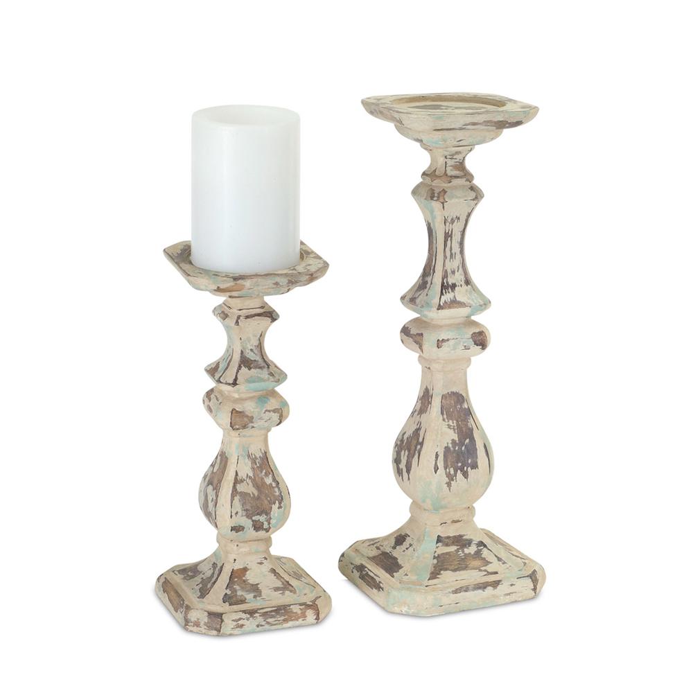 Candle Holder (Set of 2) 10", 14"H Polystone. Picture 1
