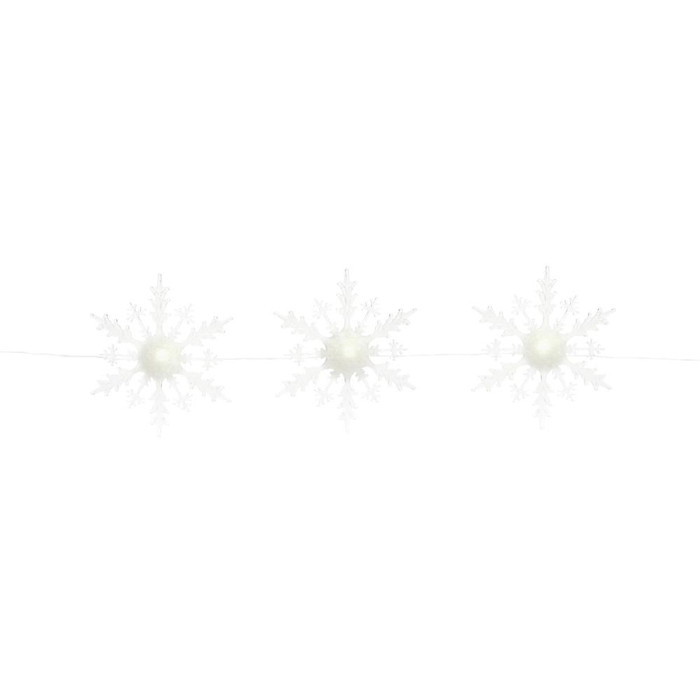 3 Lighted Snowflake Strand 18"Hx5'L , 69379DS. Picture 1