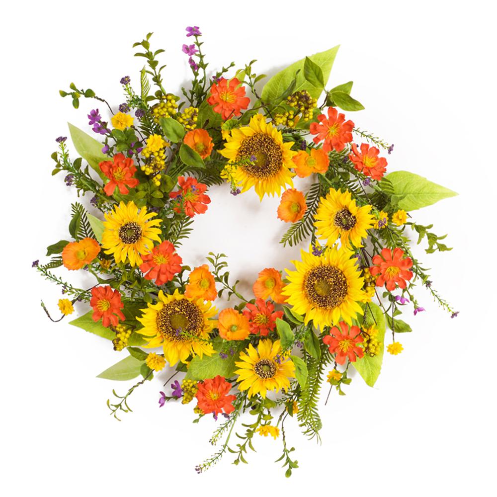 Sunflower Wreath 22"D Polyester/Plastic. Picture 1