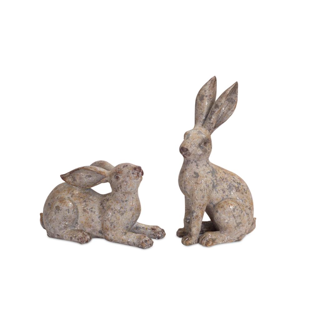 Rabbit (Set of 2) 7"H, 14"H Polystone/Resin. Picture 1