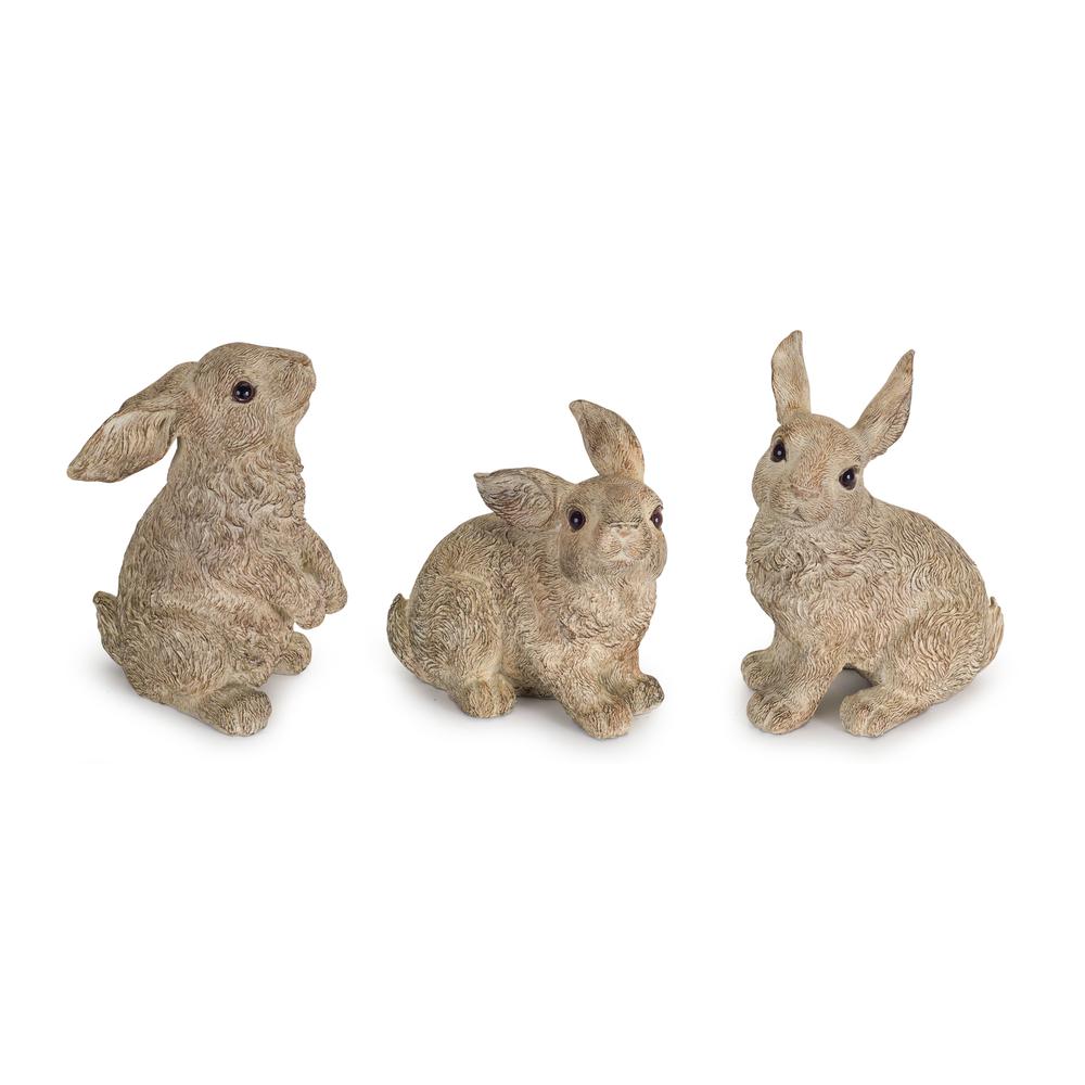 Rabbit (Set of 3) 5.5"H, 7"H Stone Powder/Resin. Picture 1