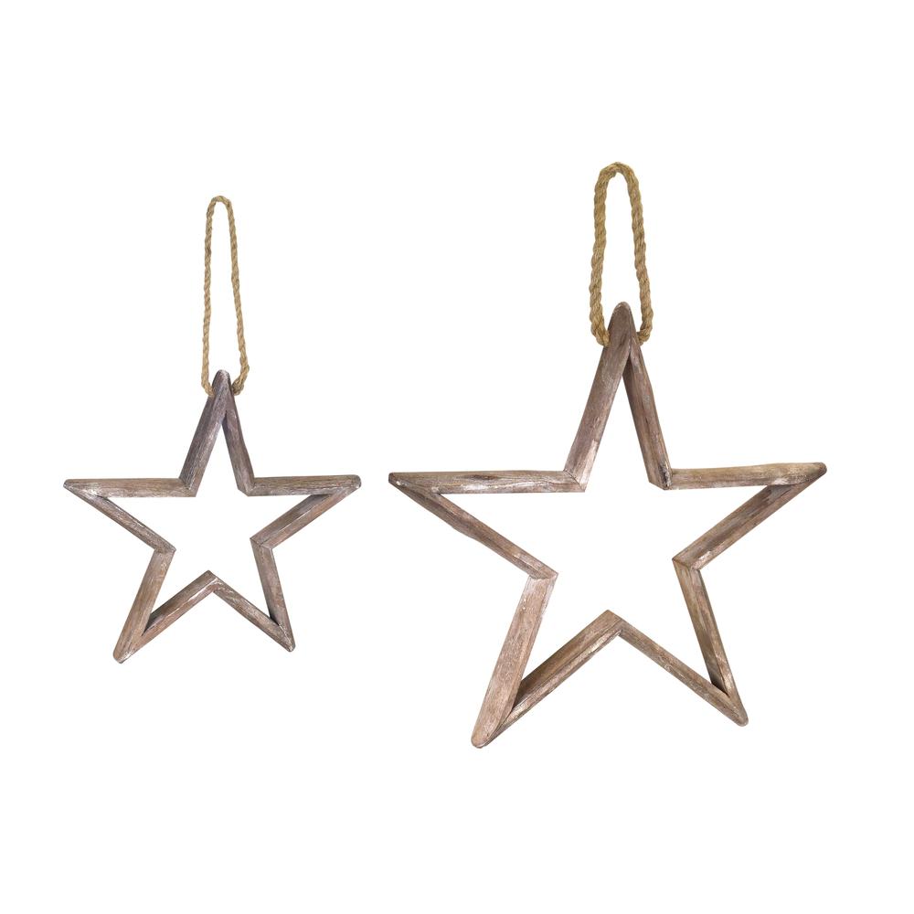 Star Ornament (Set of 4) 12.5"H, 18.5"H Wood. Picture 1