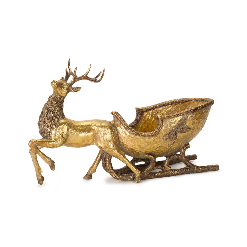 Deer with Sleigh 19"L x 11"H Resin. Picture 1