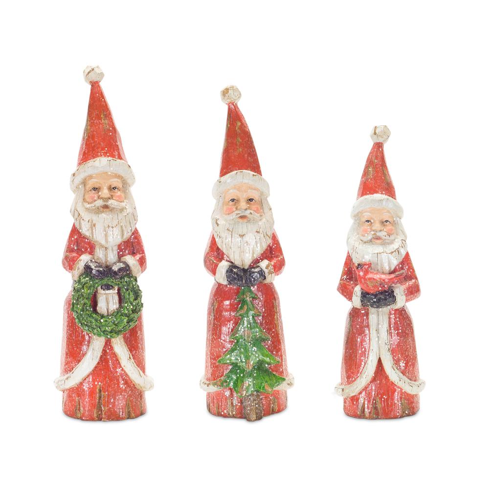 Santa (Set of 3) 8.5"H, 9.75"H, 10.25"H Resin. Picture 1