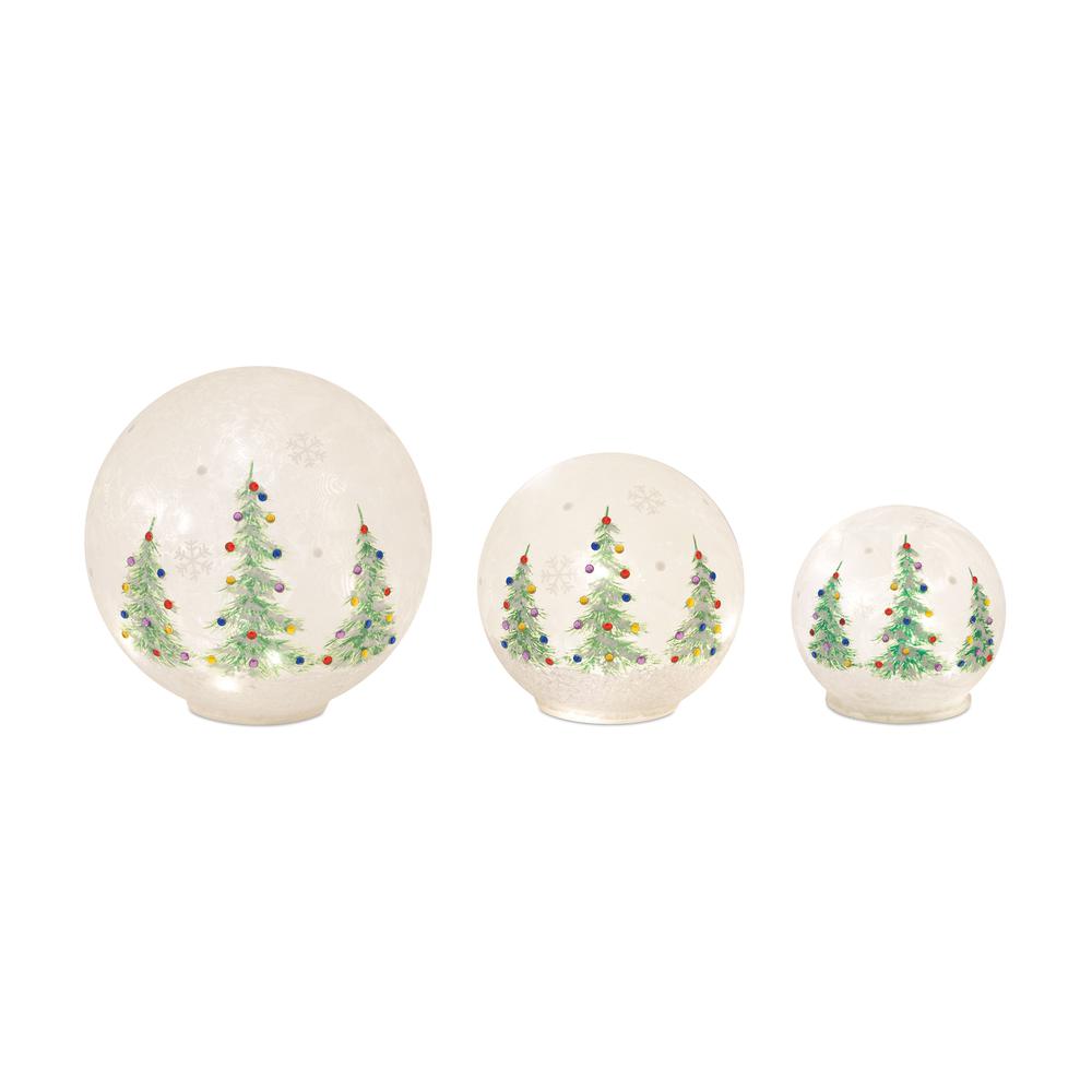 Christmas Tree Globe/Timer (Set of 3) 4.25"H, 5.5"H, 7.75"H Glass. Picture 1