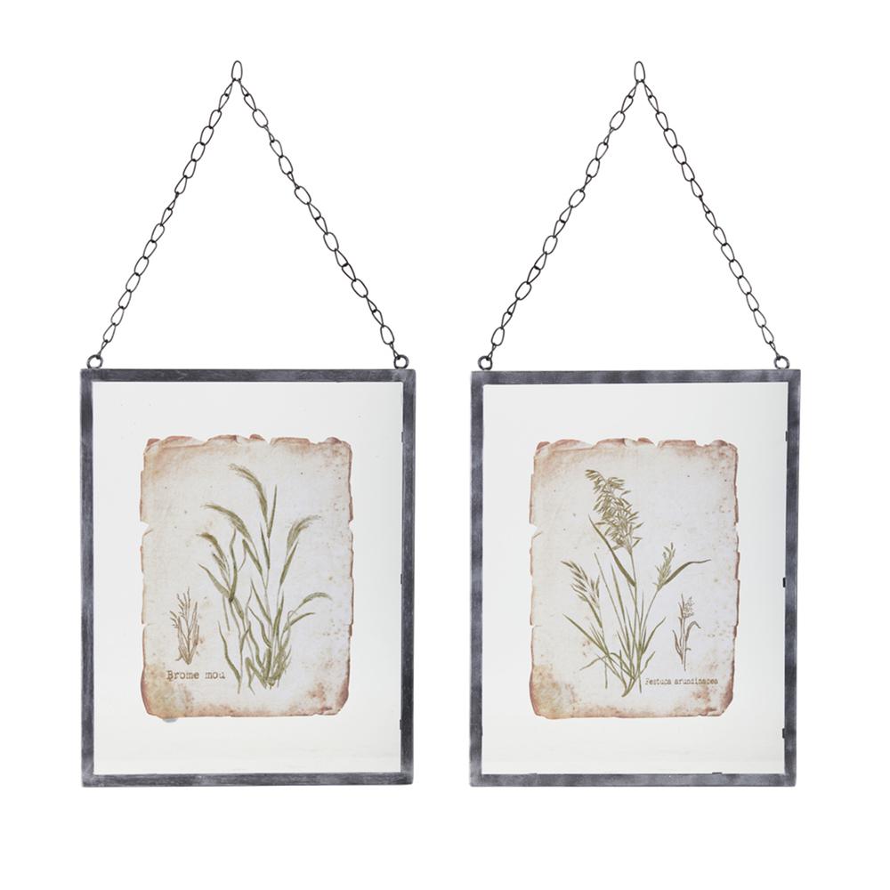 Grass Frame (Set of 2) 12.5" x 16"H Glass/Metal. Picture 1