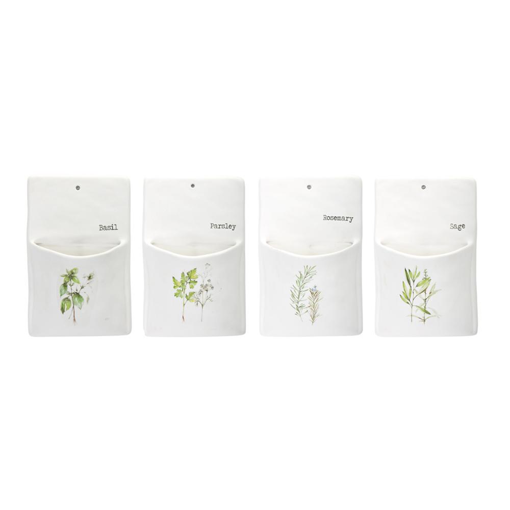 Herb Wall Pocket (Set of 4) 5.25" x 8.5"H Ceramic. Picture 1