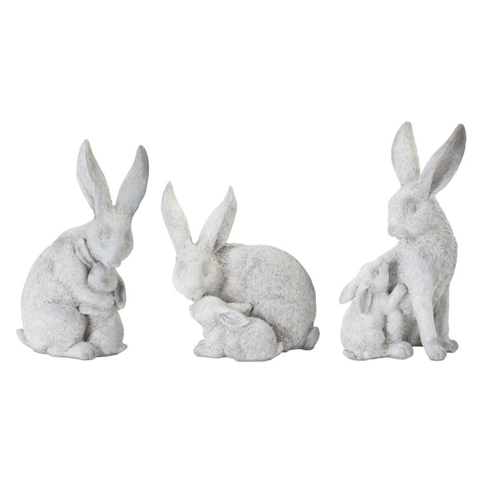 Rabbit With Bunny (Set of 6) 4.5"H, 5.5"H, 6"H Resin/Stone Powder. Picture 1