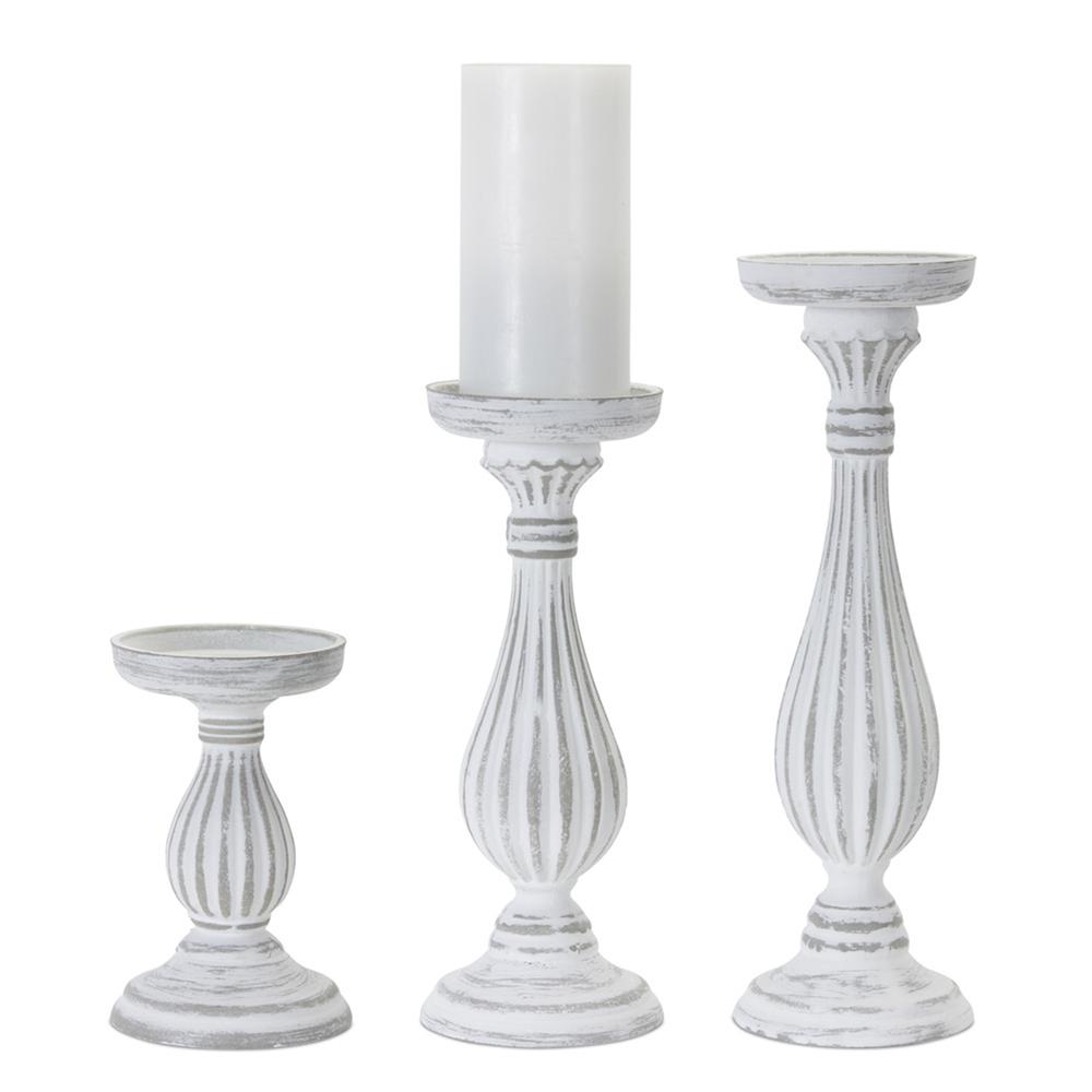 Candle Holder (Set of 3) 7"H, 11.25"H, 13.5"H Wood/Resin. Picture 1