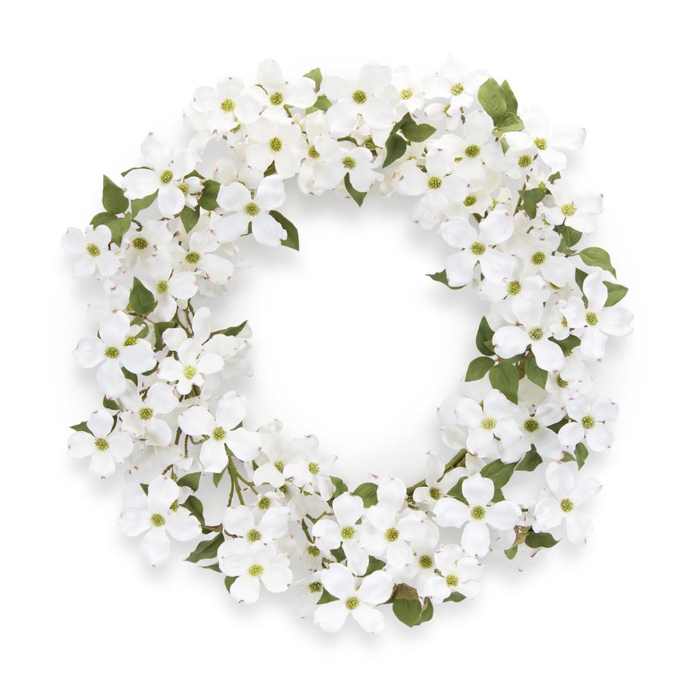 Dogwood Wreath 24.5"D Polyester. Picture 1