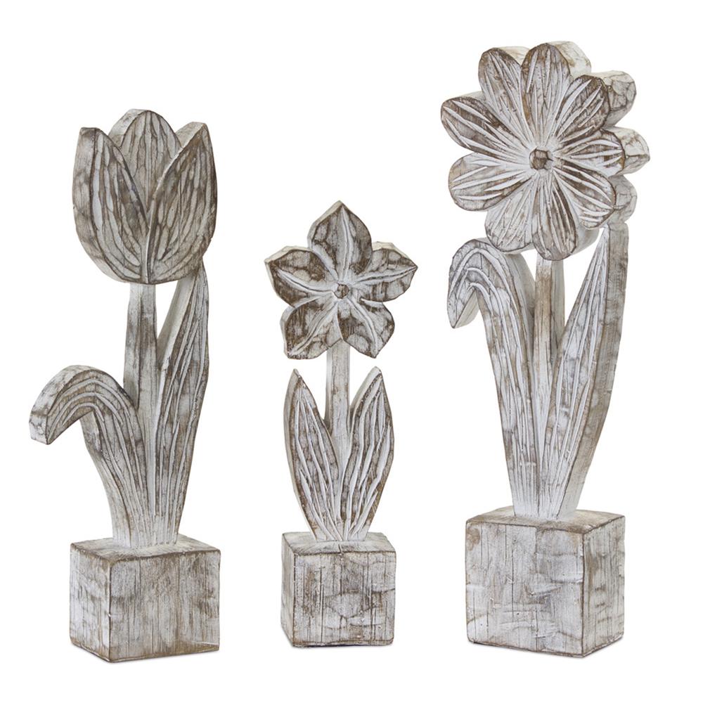 Potted Floral (Set of 3) 10.5"H, 12.75"H, 14.25"H Resin/Stone Powder. Picture 1