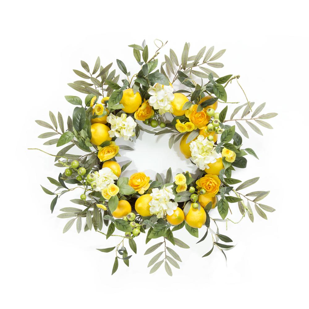 Lemon/Floral Wreath 22"D Foam/Plastic. Picture 1