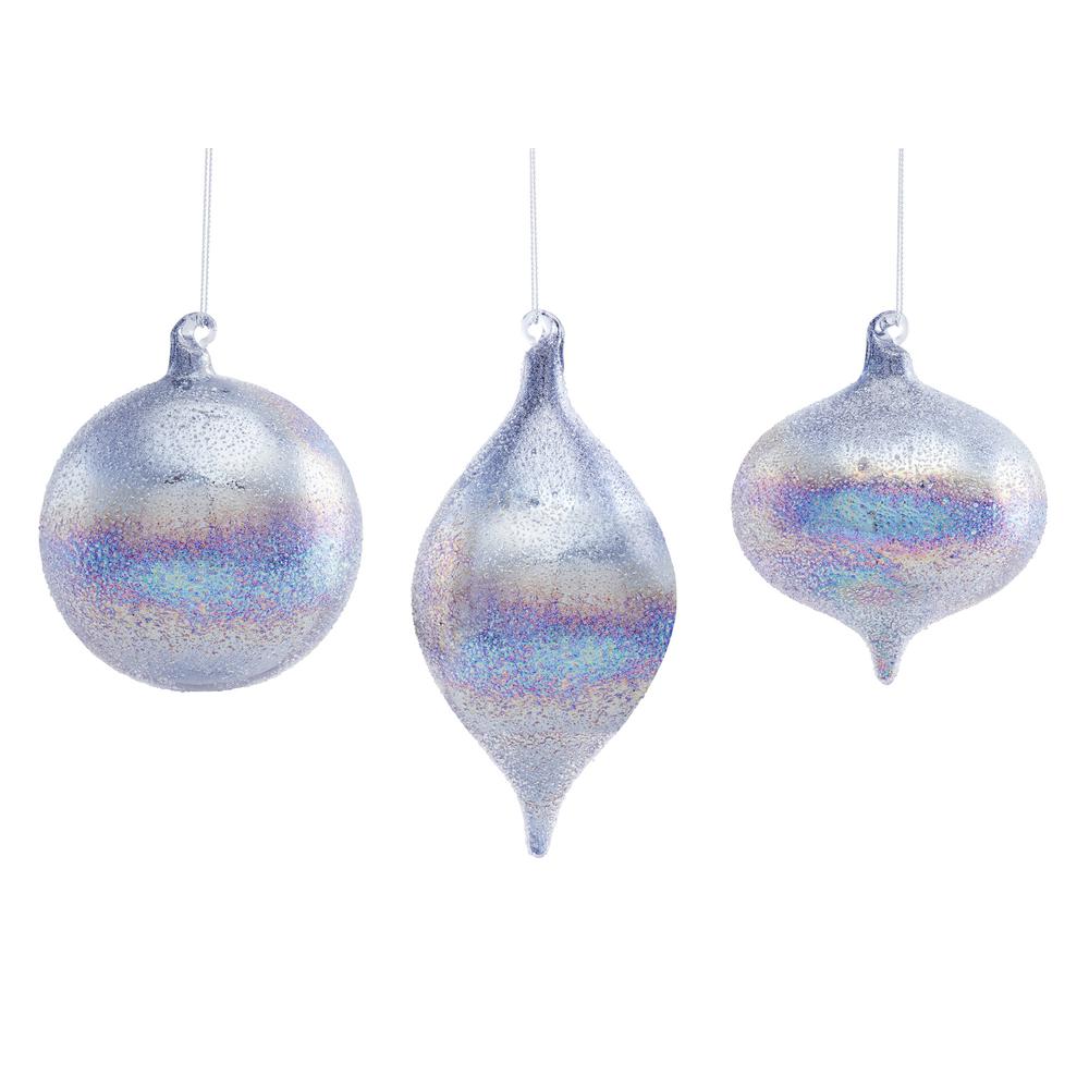Ornament (Set of 6) 4.5"H, 4.75"H, 6.75"H Glass. Picture 1