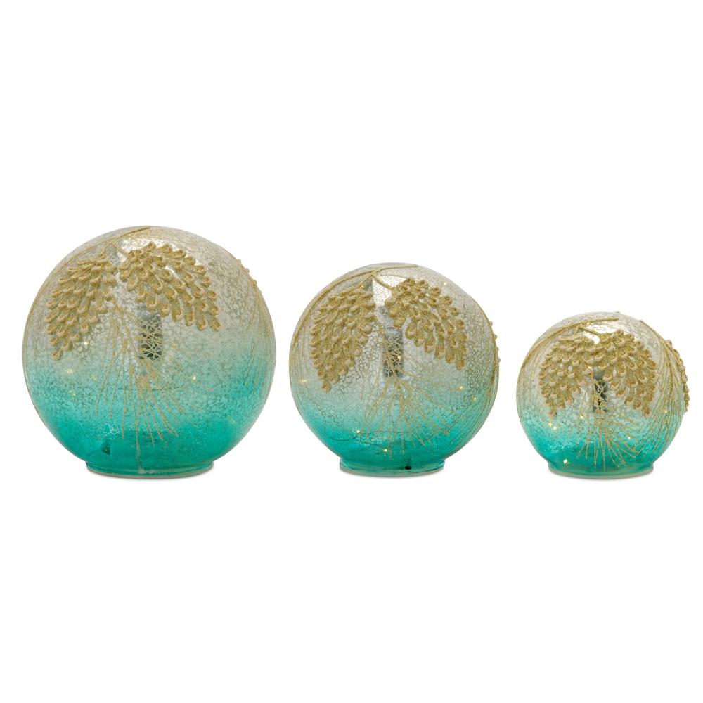 Orb (Set of 3) 4.5"D, 6"D, 7"D Glass 3AAA or 3AA Batteries, Not Included. Picture 1