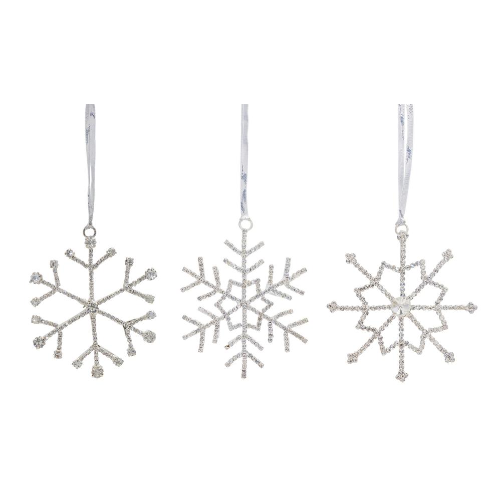 Jewel Snowflake (Set of 12) 3.5"H Iron/Glass. Picture 1