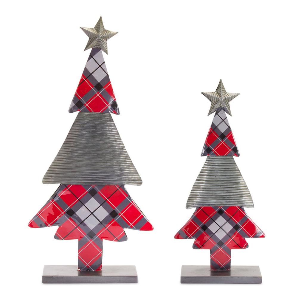 Plaid Tree (Set of 2) 20.5"H, 27"H , 80224DS. Picture 1