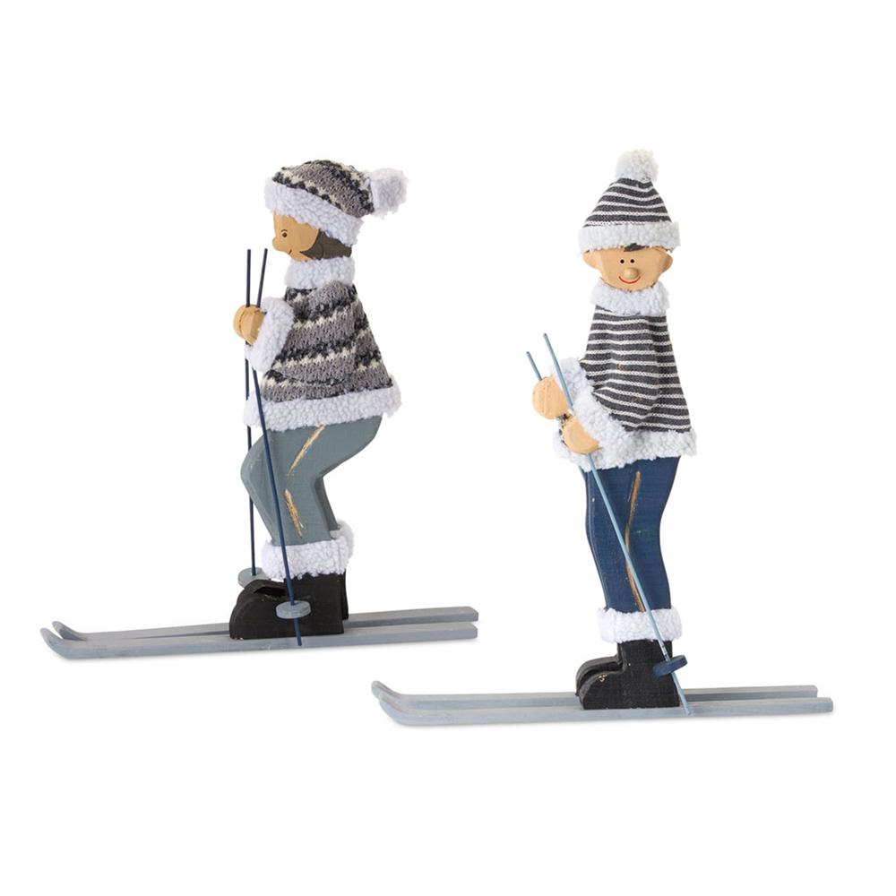 Ski Couple (Set of 2) 20.25"H Wood. Picture 1