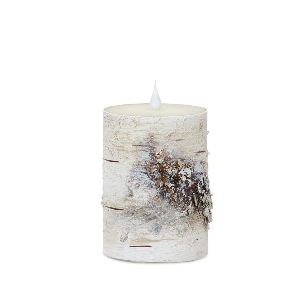 LED Birch Candle 3.5"D x 5"H (Set of 2) with Remote. Picture 1