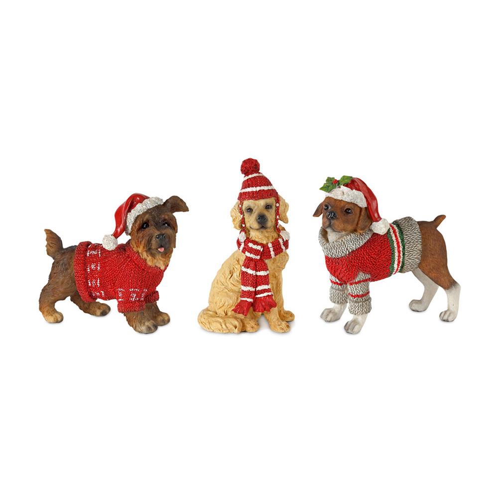 Winter Dog (Set of 6) 5"H, 5.5"H, 6"H Resin. Picture 1