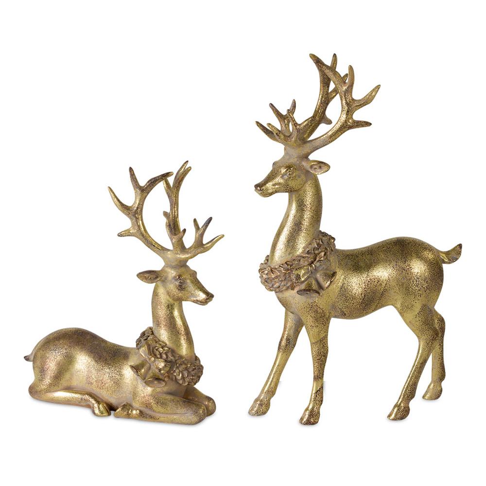 Deer (Set of 2) 7.25"L x 9"H, 7.5"L x 12.5"H , 80582DS. The main picture.