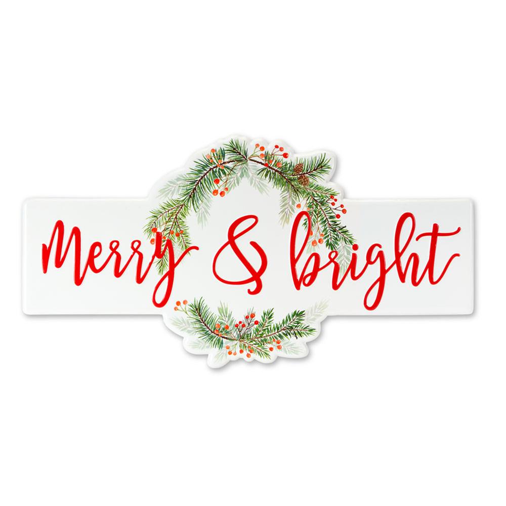 Merry & Bright Sign 23.5"L x 12"H (Set of 2) , 80956DS. Picture 1