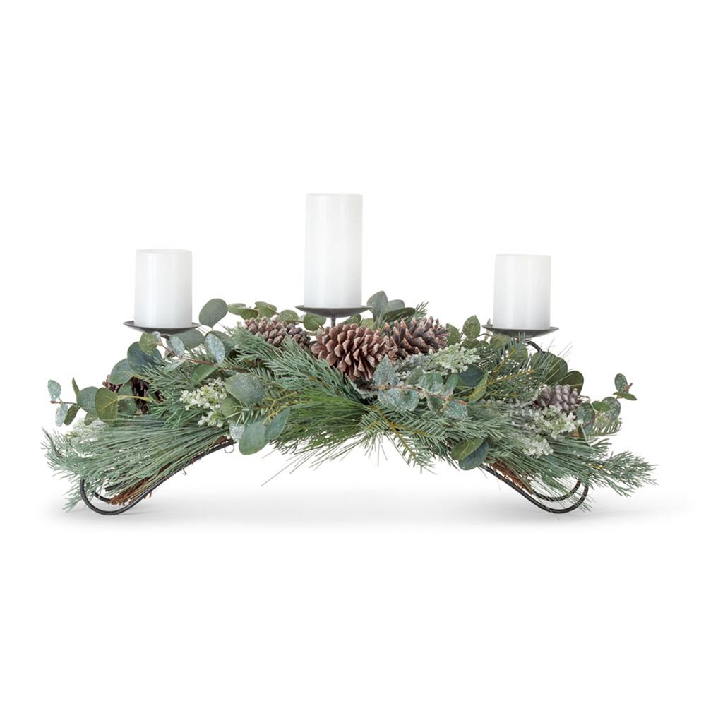 Pine and Eucalyptus Centerpiece 31"L x 11.5"H Plastic/Polyester. Picture 1