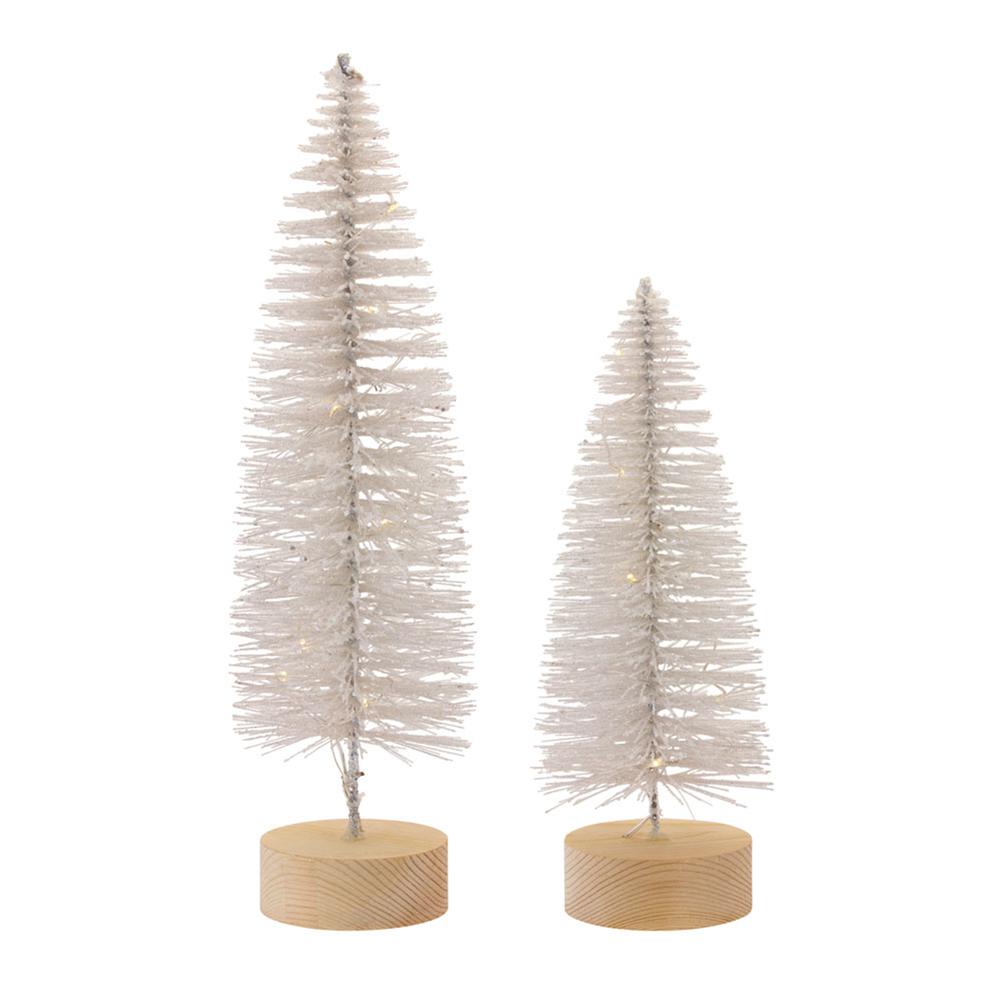 Tree with LED (Set of 4) 10.75"H, 14"H Plastic 6 Hr Timer 3 AAA Batteries. Picture 1