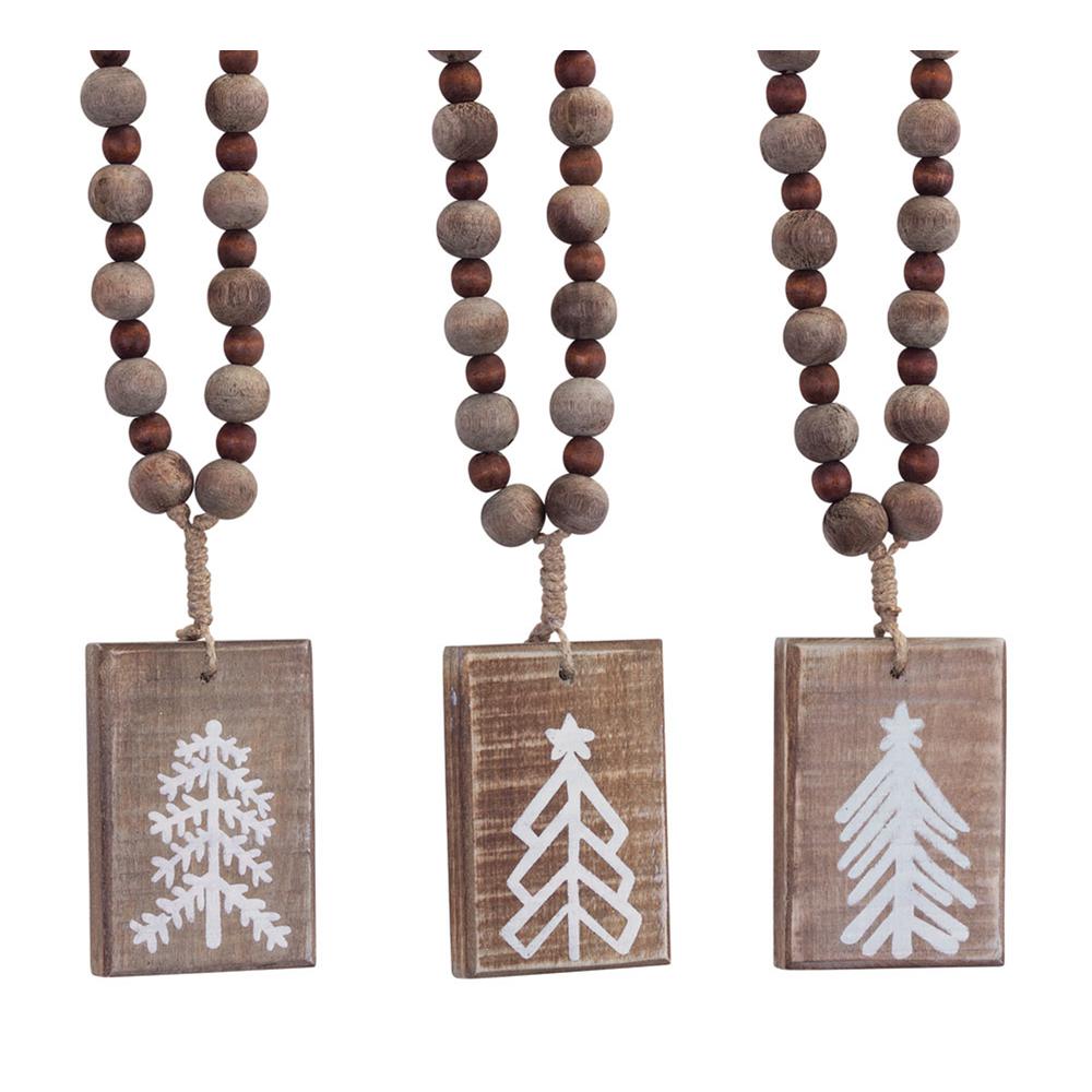 Tree Plaque Ornament (Set of 6) 13"H Wood. Picture 1