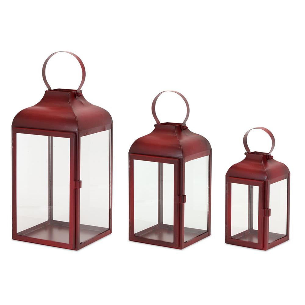 Lantern (Set of 3) 10"H, 12.75"H, 16"H Iron/Glass. Picture 1