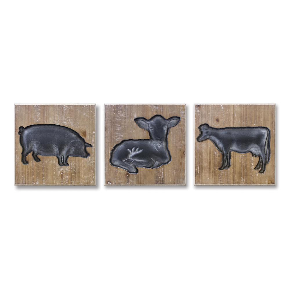 Animal Plaque (Set of 3) 14"SQ , 82124DS. Picture 1