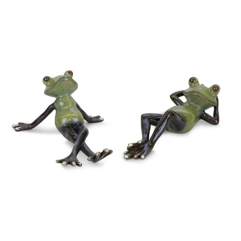 Frog (Set of 2) 7.5"L x 3.5"H, 8"L x 2.5"H Resin. Picture 1