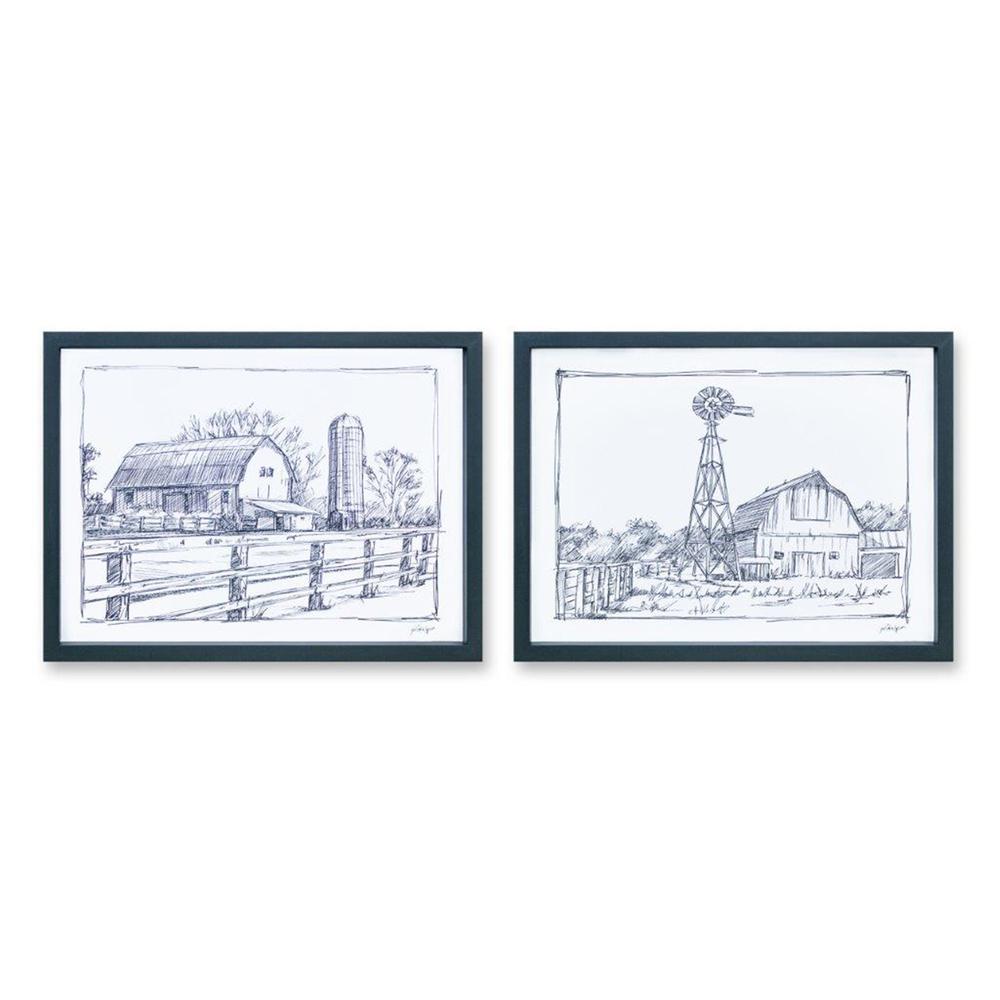 Barn Print (Set of 2) 15.75"L x 12"H MDF/Paper. Picture 1