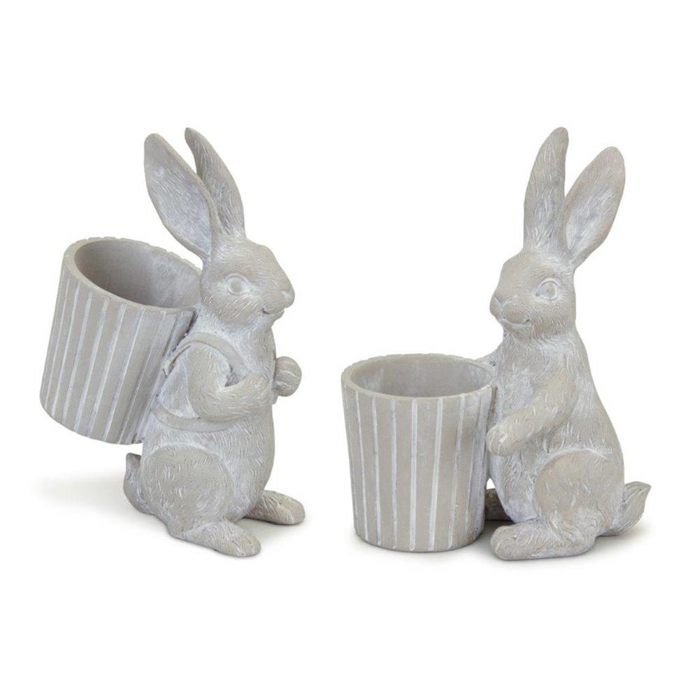 Bunny Pot (Set of 2) 5.75"H, 6"H Resin. Picture 1