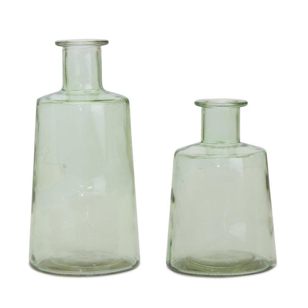 Bottle (Set of 2) 7"H, 9.5"H Glass. Picture 1