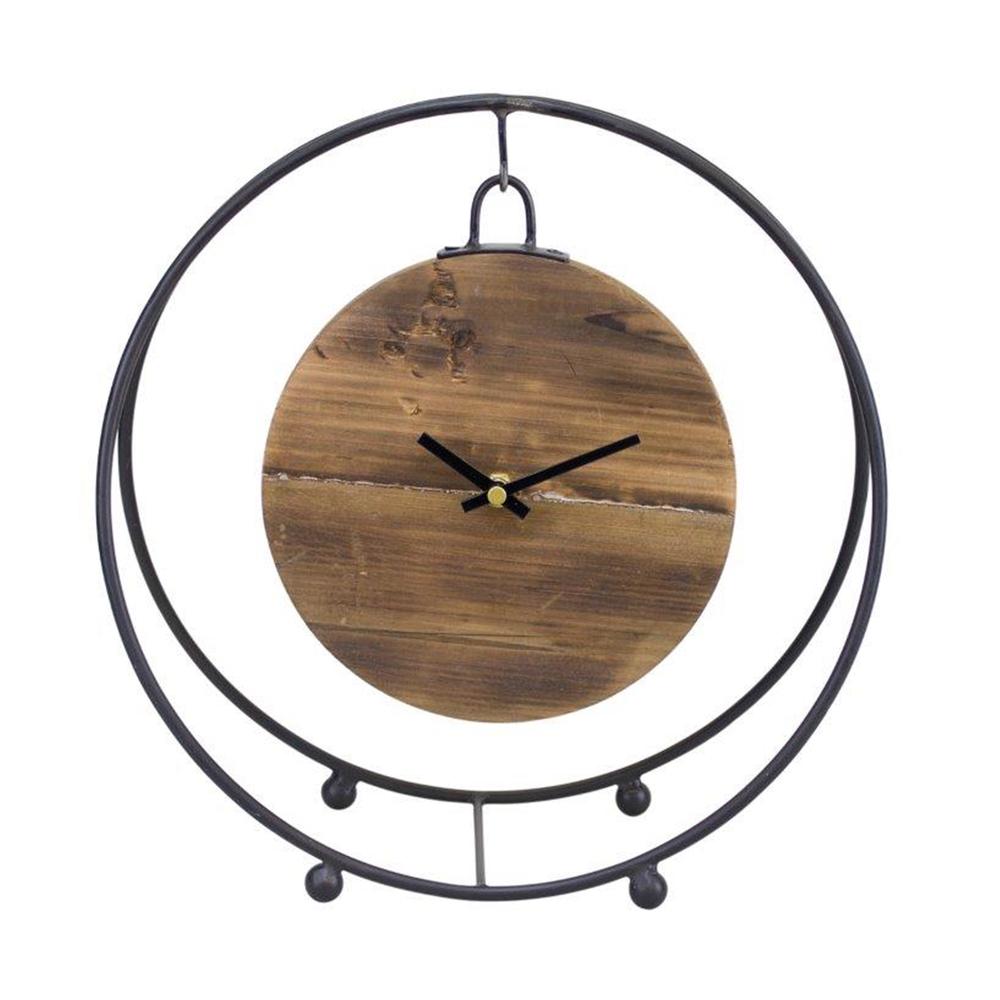 Clock 11.5"D Iron/Wood. Picture 1