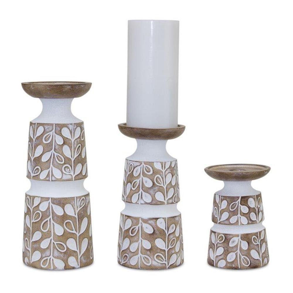 Candle Holder (Set of 3) 5.5"H, 8"H, 10.25"H Resin. Picture 1