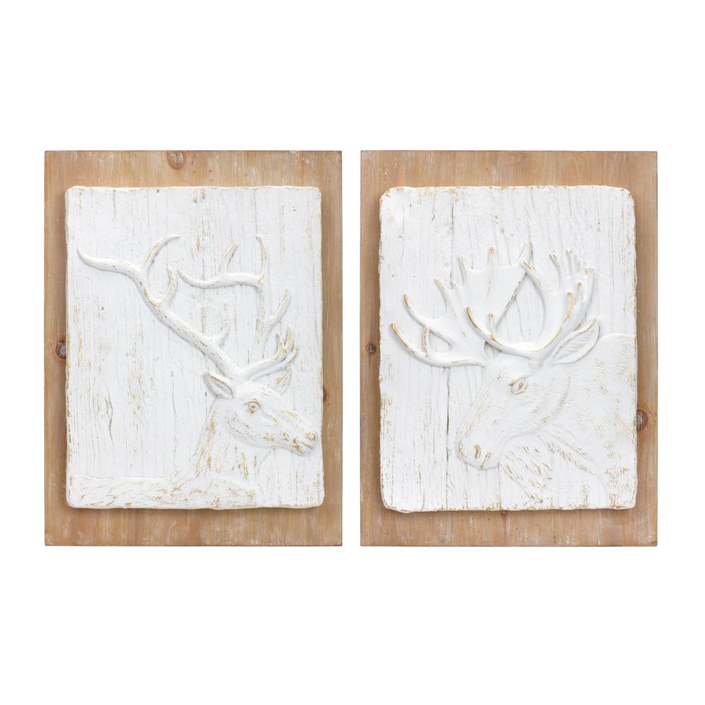 Moose and Deer Plaque (Set of 2) 11.75"L x 16"H MDF/Resin. Picture 3