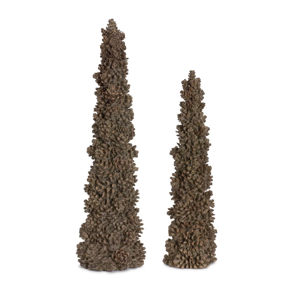 Pine Cone Tree (Set of 2) 15"H, 19"H Resin. Picture 2