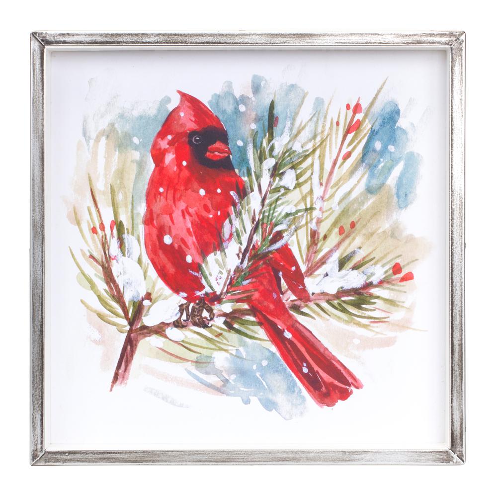 Cardinal and Pine Frame (Set of 2) 14"SQ MDF/Iron. Picture 3