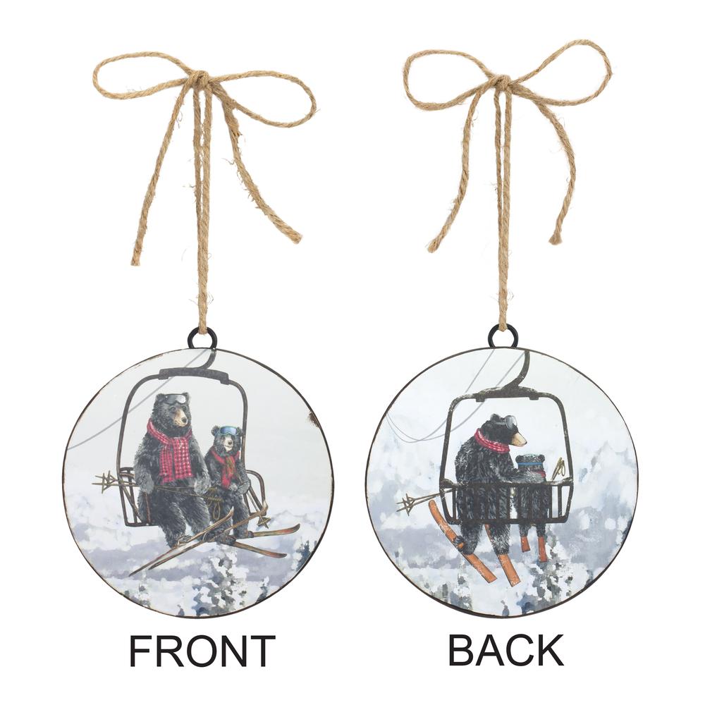 Bears on Ski Lift Ornament (Set of 12) 5.75"H Iron. Picture 1