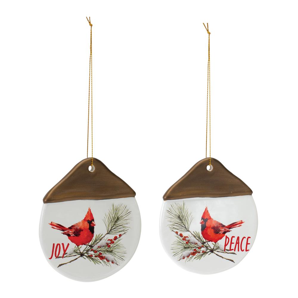 Cardinal Joy and Peace Ornament (Set of 12) 4.5"H Clay. Picture 1