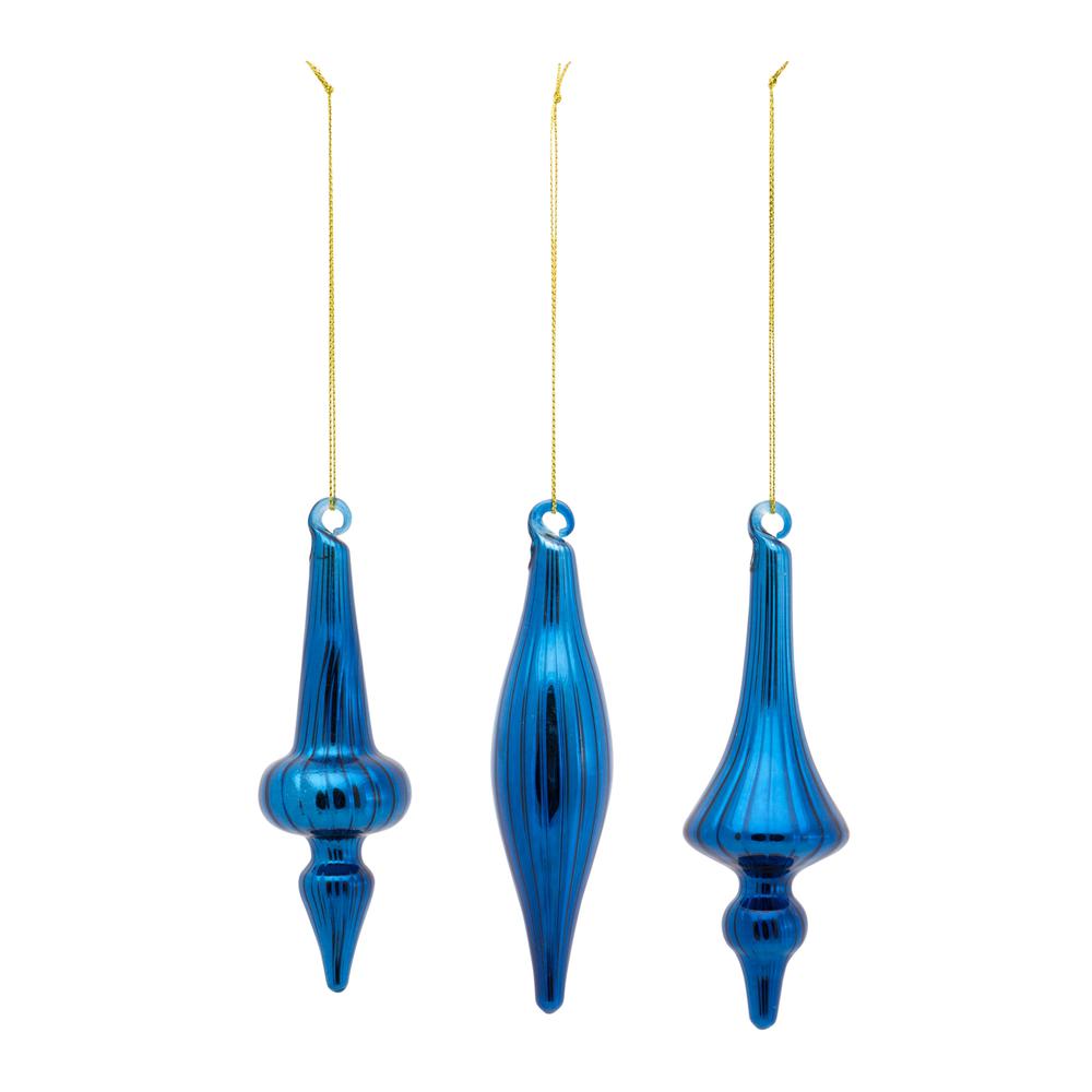 Glass Drop Ornament (Set of 12) Blue Glass. Picture 1
