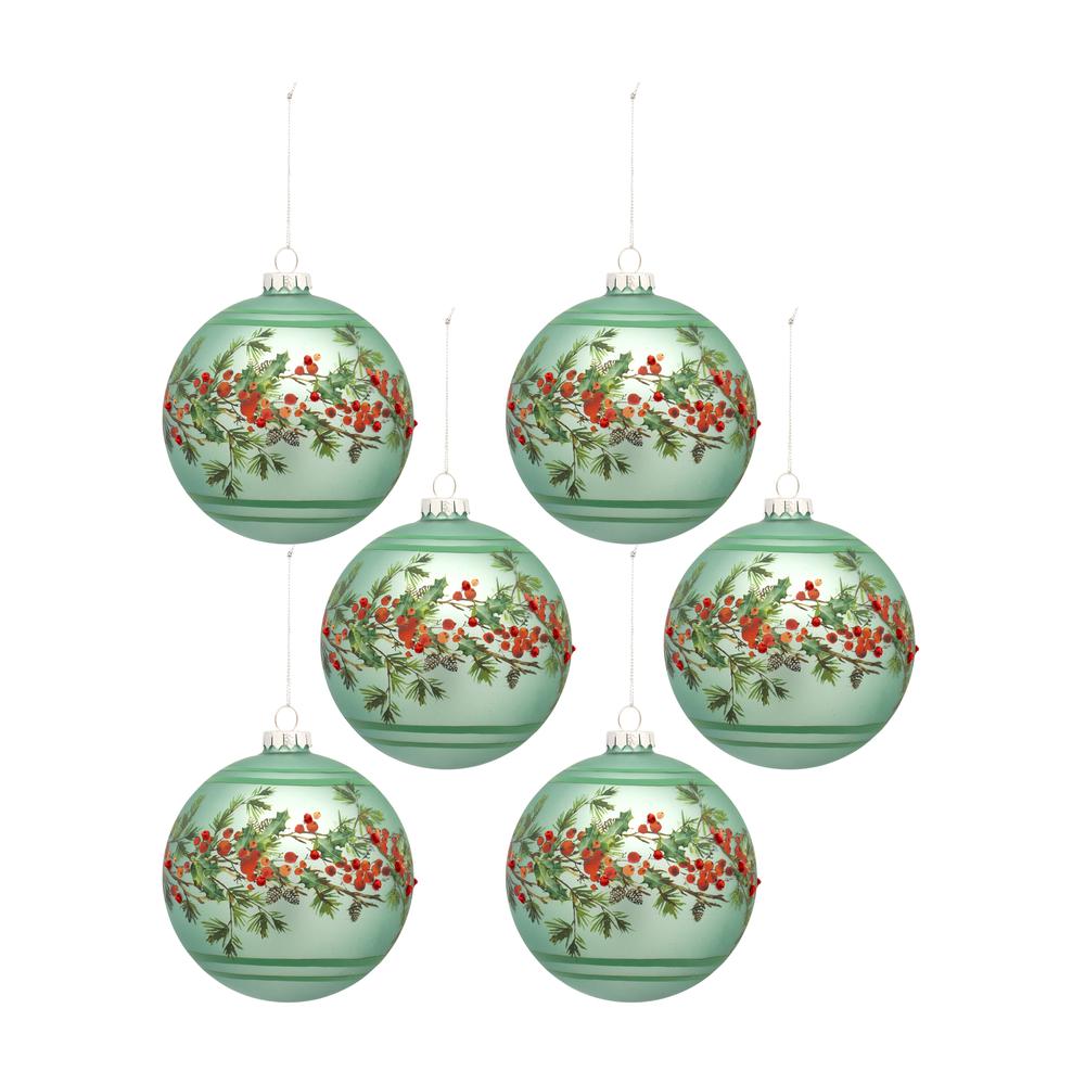 Ball Ornament (Set of 6) 5"D Glass. Picture 1