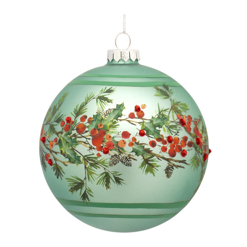 Ball Ornament (Set of 6) 5"D Glass. Picture 2
